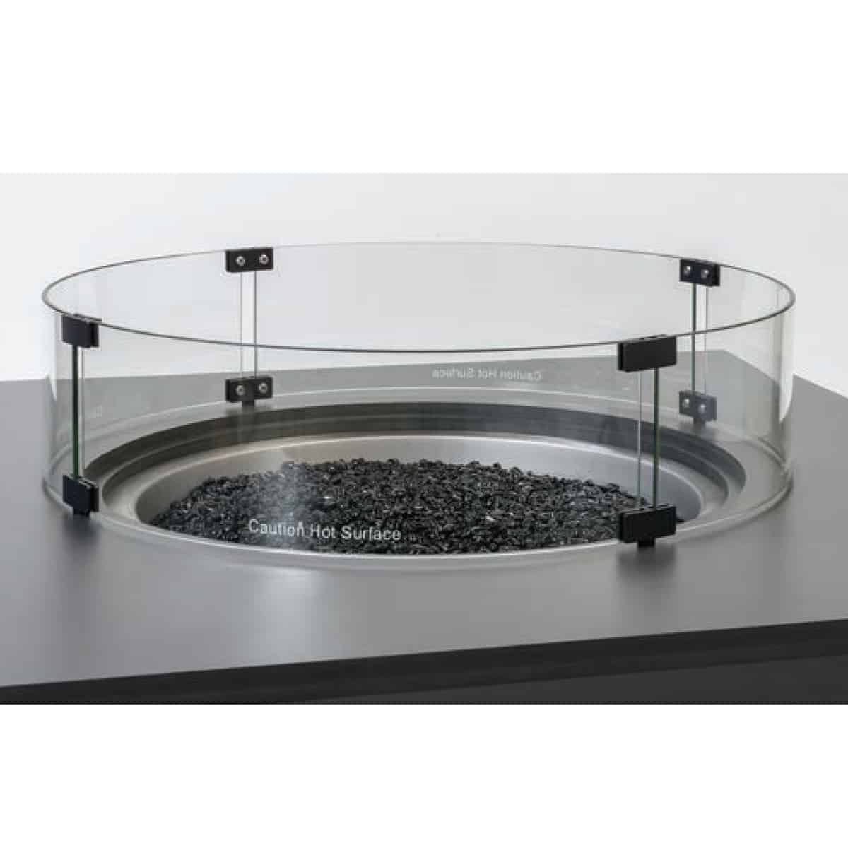 Tempered Glass Fire Pit Wind Screen Round Ultra Modern Pool Patio